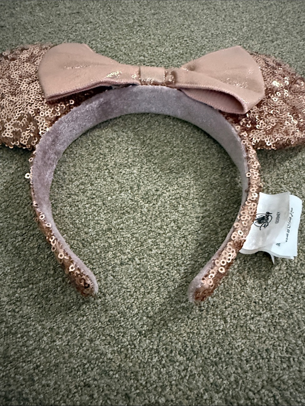 Disney Rose Gold Sequin Minnie Headband with Metallic Bow - Picture 6 of 15
